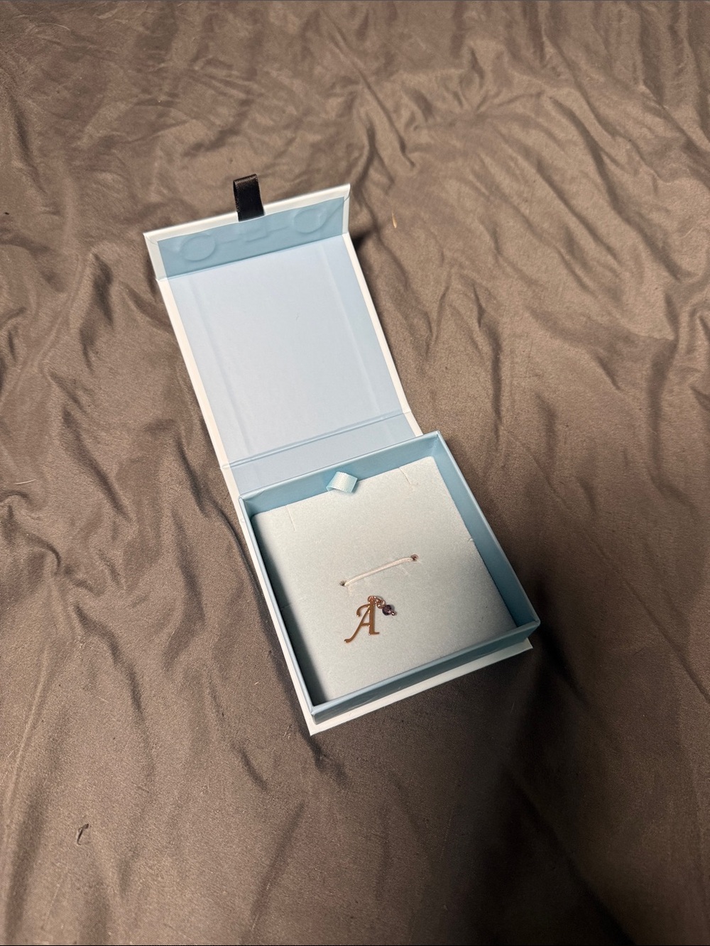 Theo Grace Initial 'A' Rose Gold Pendant with Amethyst in Gift Box